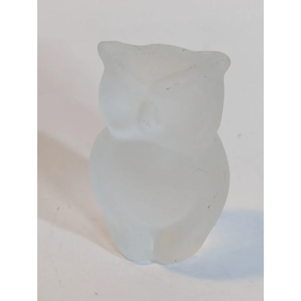 Vintage Frosted Crystal 2 1/4‎ in Owl